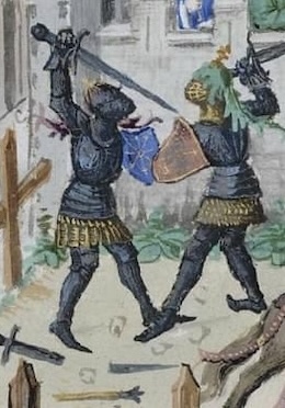 Detailed view of contemporary example of a judicial duel